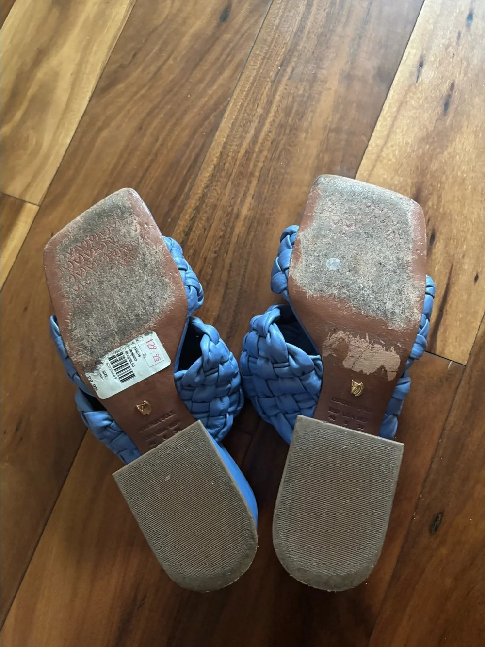 Vicenza Blue Braided Leather Slide Sandals-8.5